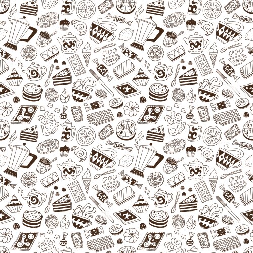 Coffee and sweets - doodles Royalty Free Vector Image