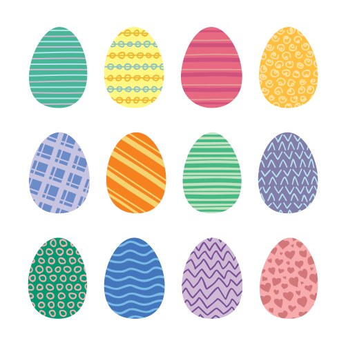 Easter eggs icons set star pattern Royalty Free Vector Image