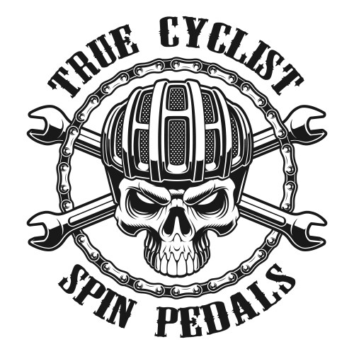 Skull in Cyclist Helmet Vector Image