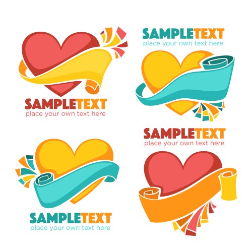 Heart Labels Custom Collection of labels stickers and tags flat Vector Image