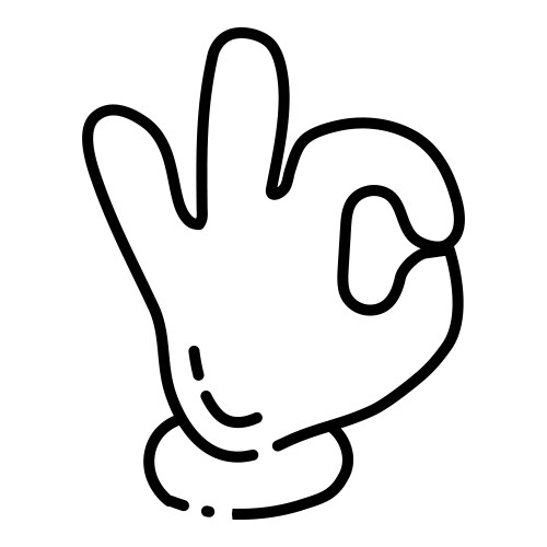 ok cartoon hand gesture flat icon isolated vector image