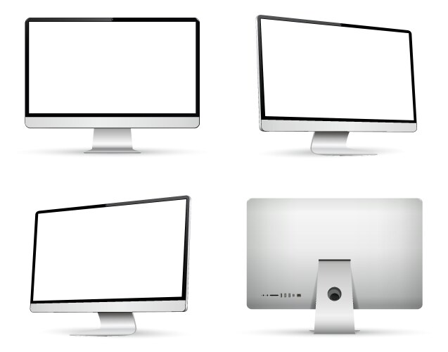 Computer monitor with empty display front back vector image