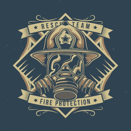 Firefighter Helmet Emblem Vector Image