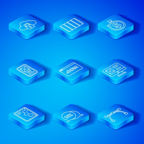 Set line web development ui or ux design time vector image