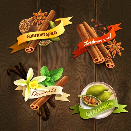 Realistic cinnamon sticks set Royalty Free Vector Image