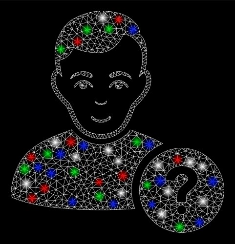 Bright mesh wire frame user question with flare vector image