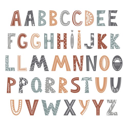 Scandinavian Alphabet Art Vector Image