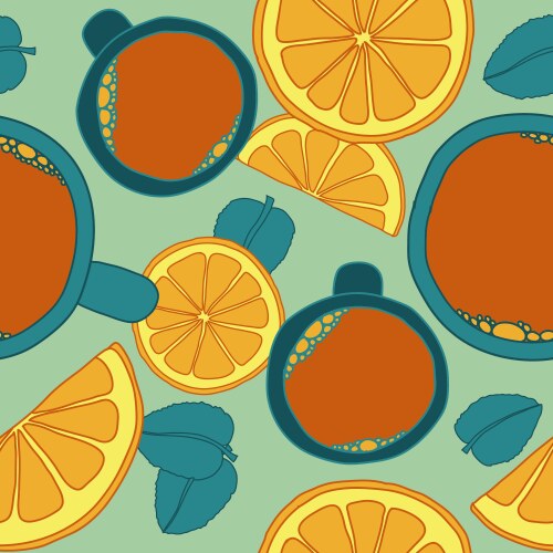 Tea seamless pattern background Royalty Free Vector Image