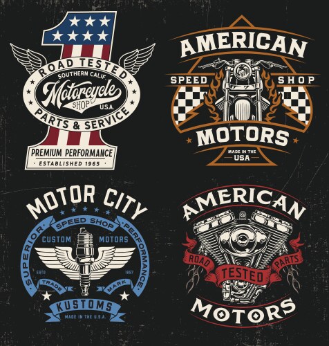 Vintage Motorcycle Badge Set Vector Image