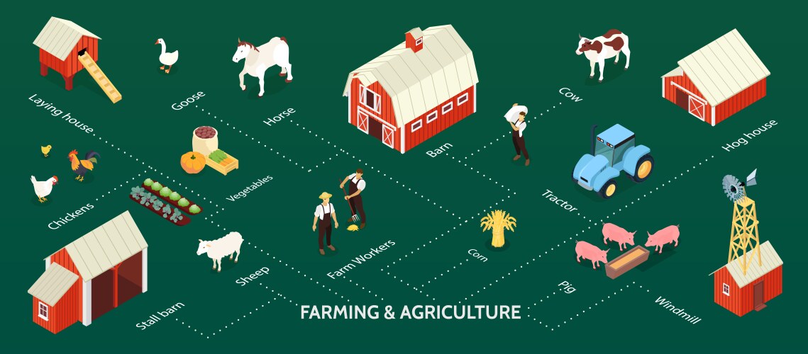 Farm isometric banner vector image