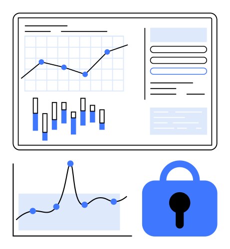 Visualizing secure data charts and graphs vector image