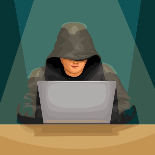 hacker front sitting in light vector image