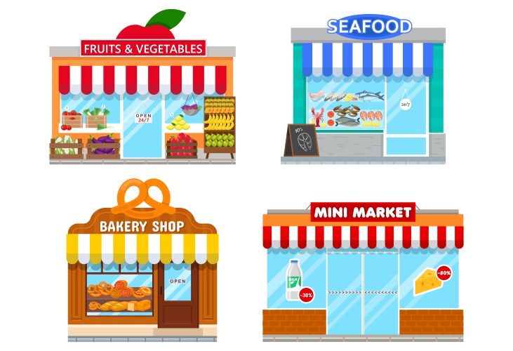 Different stores Royalty Free Vector Image - VectorStock