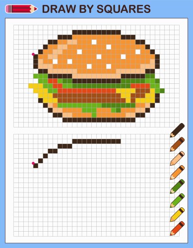 Pixel Art Burger Drawing Game Vector Image