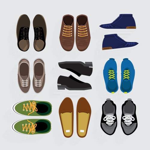 Shoes icons set flat design style vector image