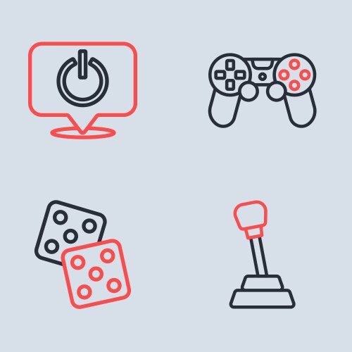 Set line game controller or joystick dice gear vector image