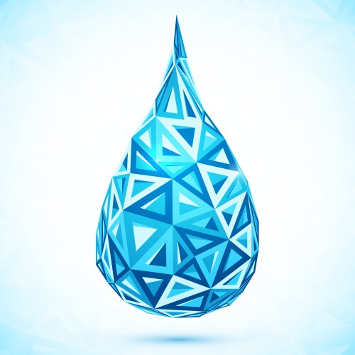 Abstract triangles blue water drop vector image