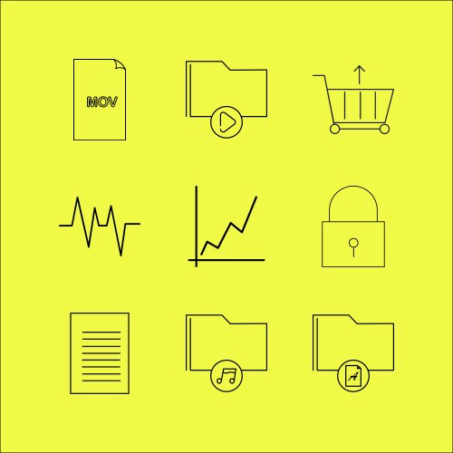 Files and folders linear icon set simple outline vector image