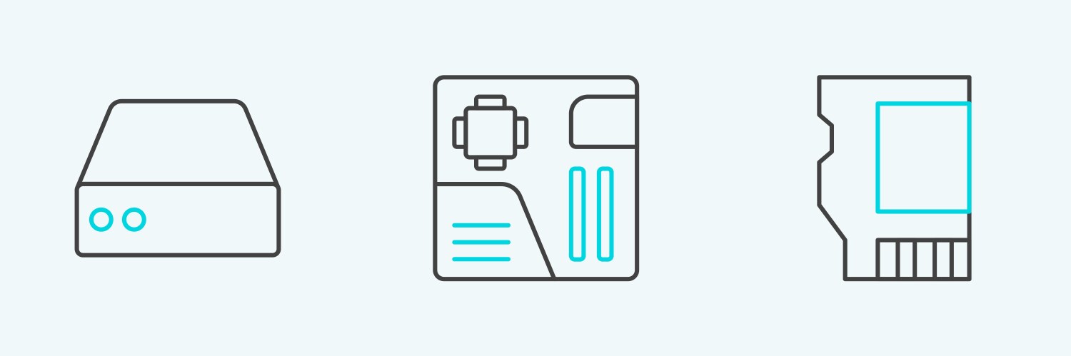 Set line sd card server data web hosting vector image