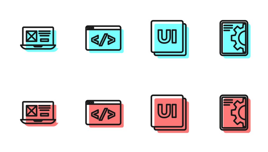 Set line ui or ux design front end development vector image