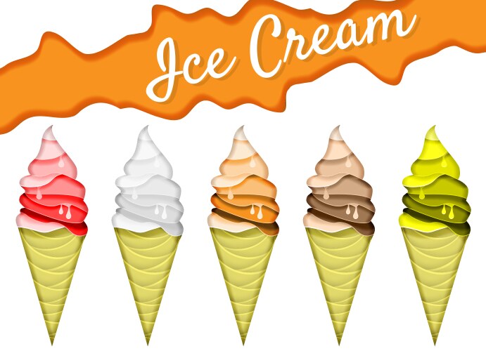 ice cream cone icon set vector