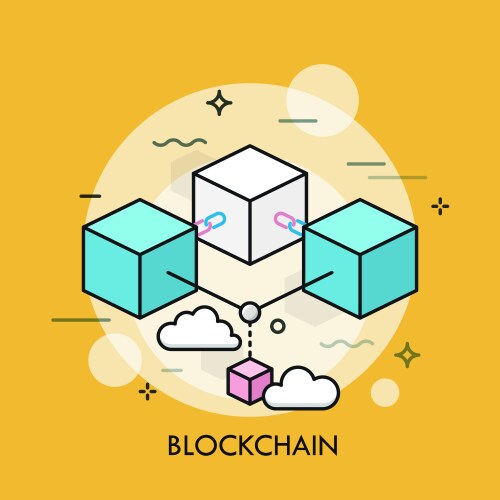 Blockchain round concept line Royalty Free Vector Image