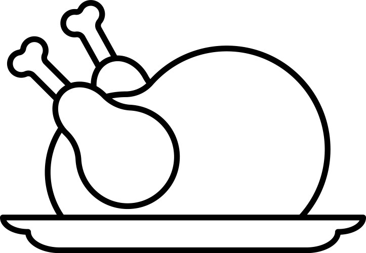 Fried chicken line art icon design template Vector Image