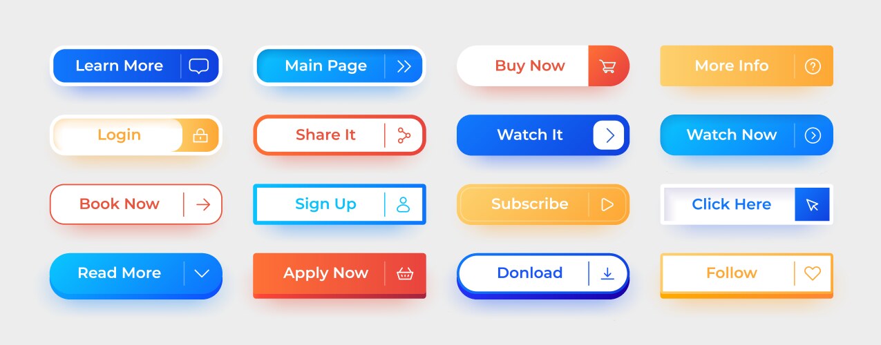 UI Button Call to Action Elements vector image