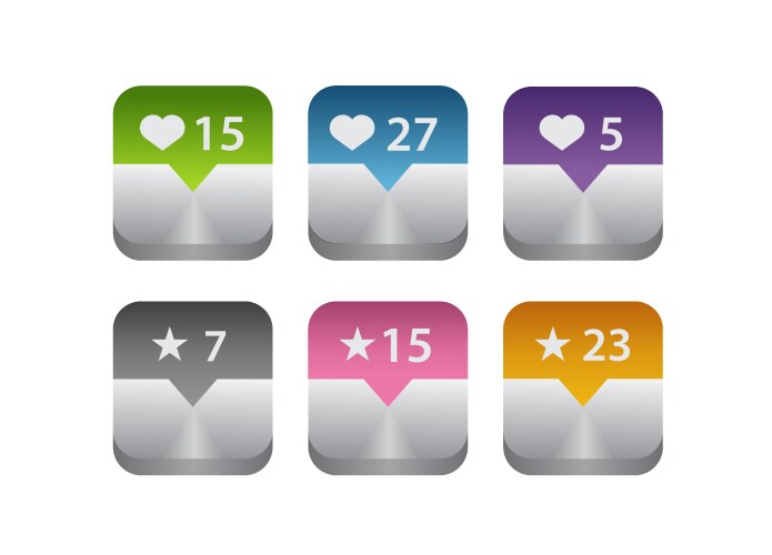 Web like buttons for website or app vector image
