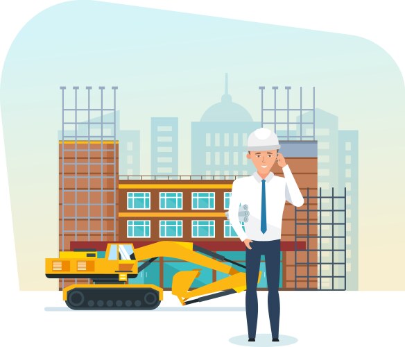 Project manager with technical documentation vector image