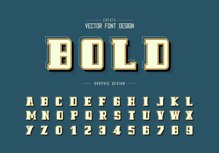 Shadow and line bold font alphabet script vector image