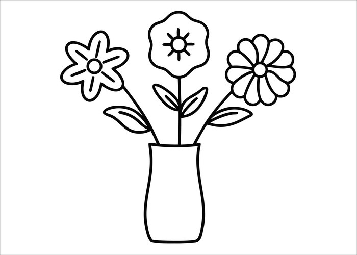 Floral Sketch in Vase Vector Image