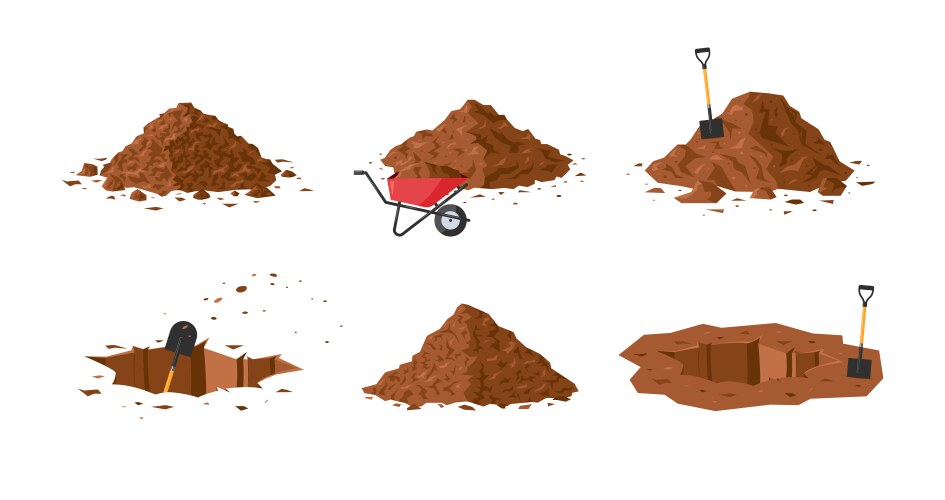 Cartoon Dirt Piles Icons Vector Image