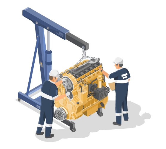 Diesel engine motor maintenance team service vector image