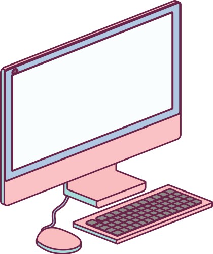 Tech computer screen keyboard mice minimalist vector image
