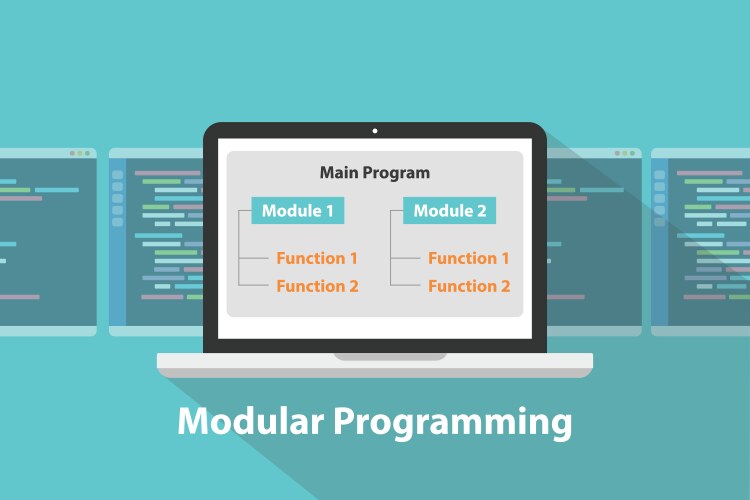 Modular programming language concept terms vector image