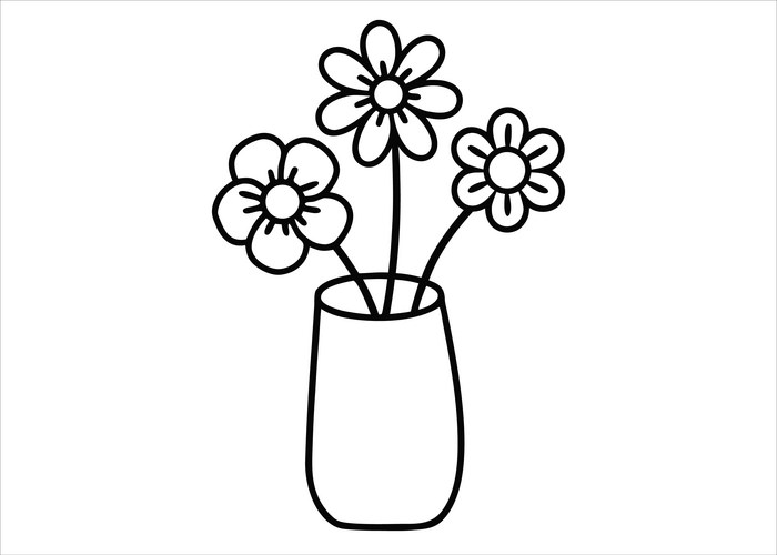 Floral Sketch in Vase Vector Image
