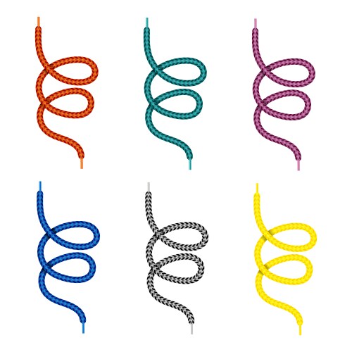 Set of colored shoelace isolated on white Vector Image