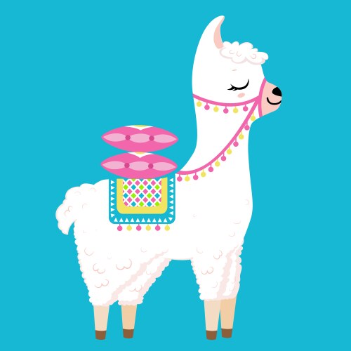 Colorful Llama with Pillows Vector Image