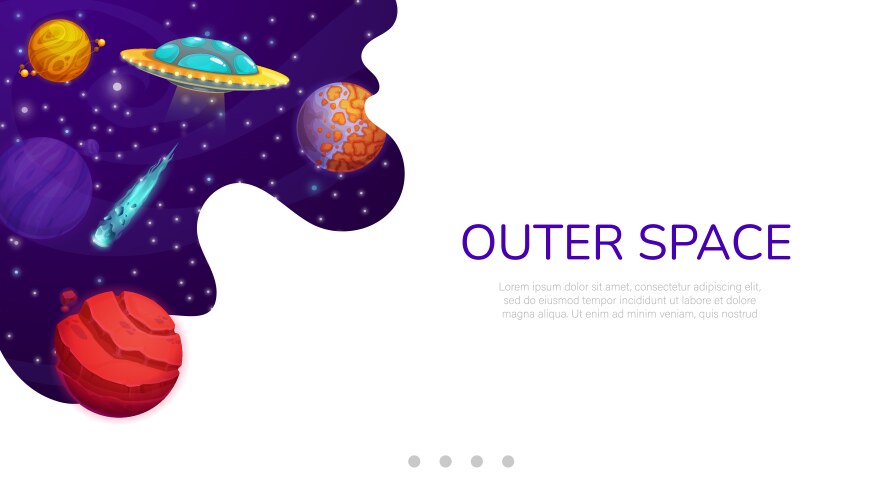 Landing page space cartoon galaxy planets ufo vector image