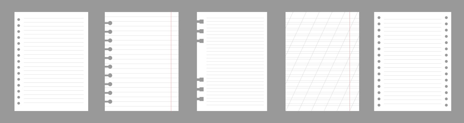 Set of notebook sheets isolated on gray background vector image