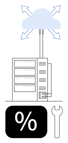 Cloud computing data server with analytics vector image