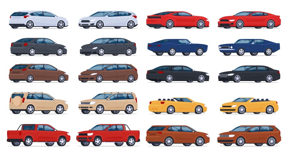 Diverse Car Collection - City & Off-Road Vector Image