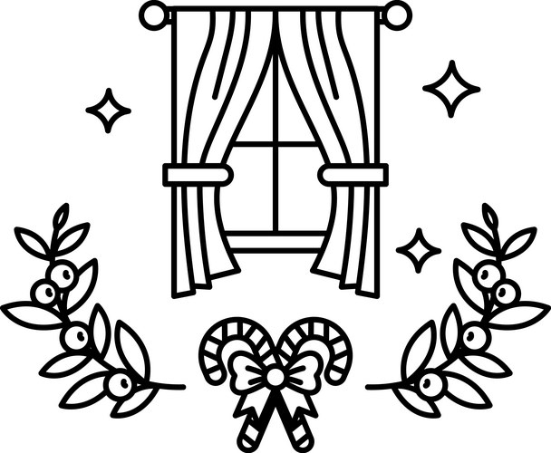 Black and White Window Drawing Vector Image