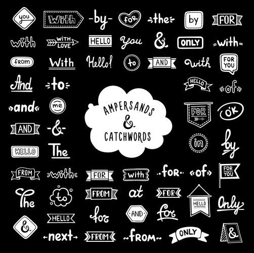 Catchwords & Amperands - Decorative Set Vector Image