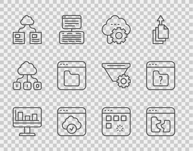 Set line monitor with graph chart broken file vector image