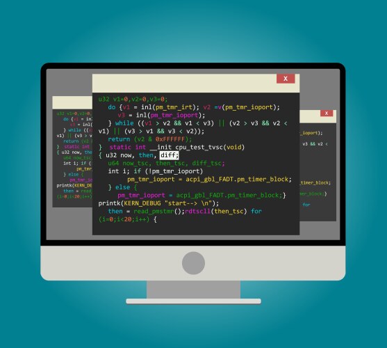 Computer of programmer with code vektorbild