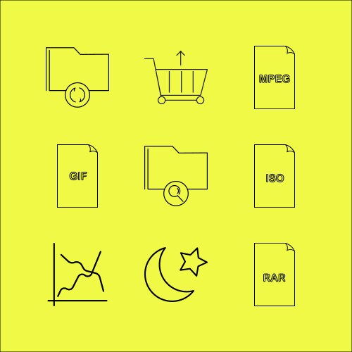 Files and folders linear icon set simple outline vector image