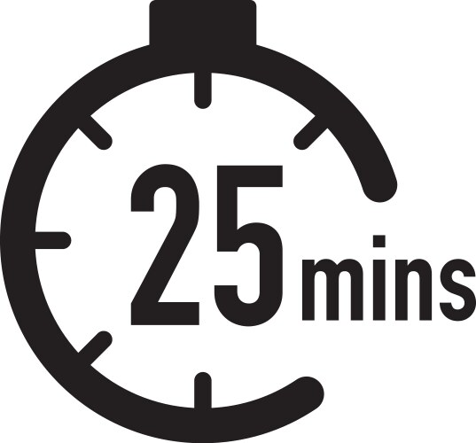 25 minutes timer stopwatch or countdown icon time vector image