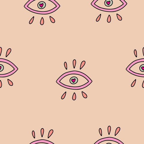 Evil eye pastel isolated doodle seamless Vector Image